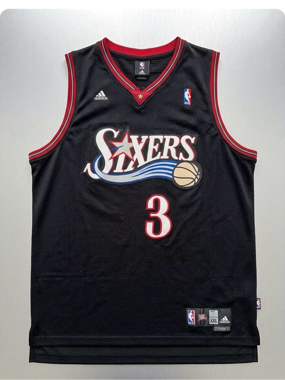 adidas Black Sixers #3 Basketball Jersey with Red Trim